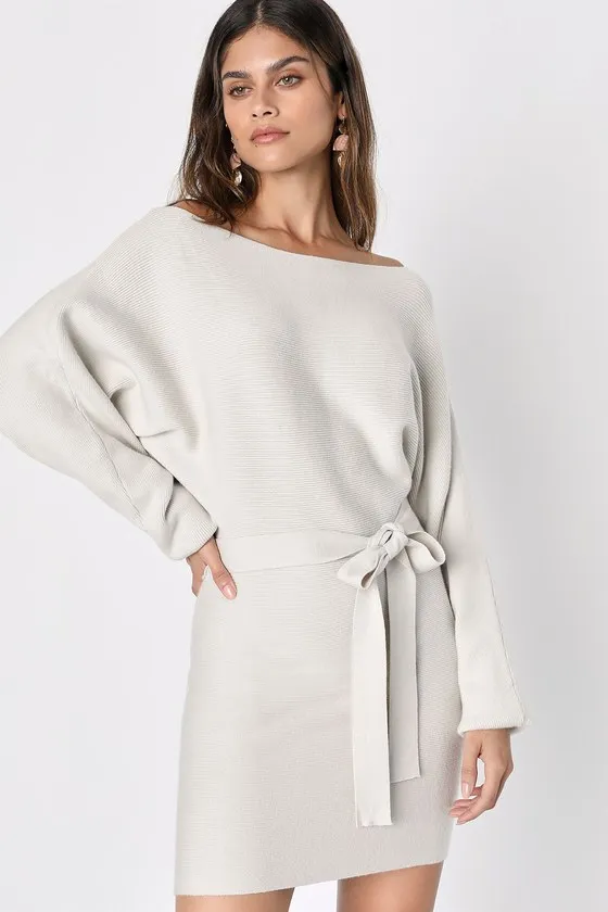 Modern Comfort Ivory Dolman Sleeve Mini Sweater Dress sold by Lulus