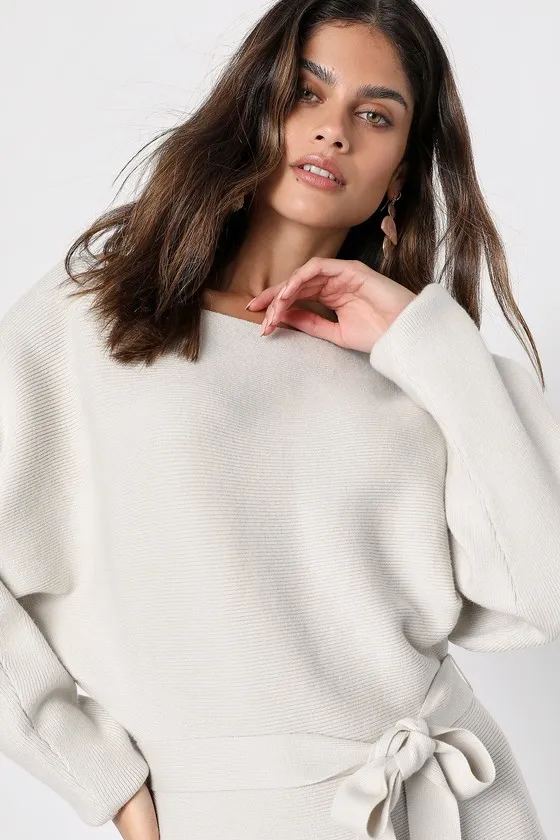 Modern Comfort Ivory Dolman Sleeve Mini Sweater Dress sold by Lulus product image thumbnail 4