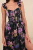 Sweet Like Sangria Black Floral Ruffled Bustier Midi Dress sold by Lulus