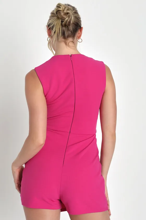 Enticing Endeavors Hot Pink Square Neck Sleeveless Skort Romper sold by Lulus product image thumbnail 3
