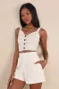 Breezy Composure Ivory Textured High-Rise Shorts sold by Lulus