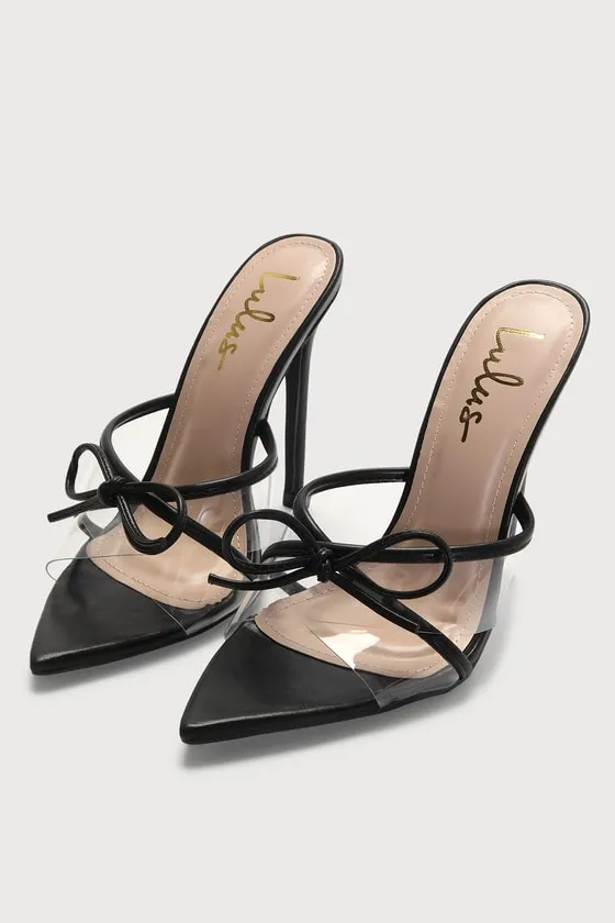 Haxy Black Vinyl Pointed-Toe High Heel Sandals sold by Lulus product image thumbnail 2