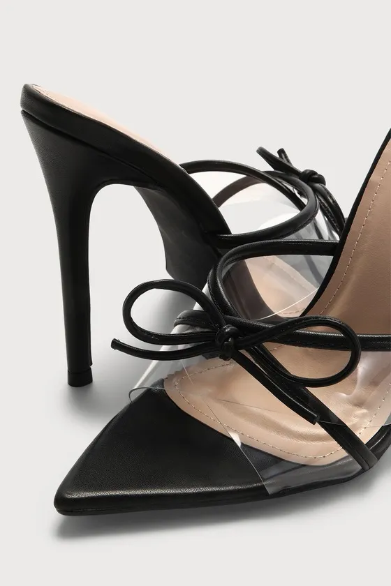 Haxy Black Vinyl Pointed-Toe High Heel Sandals sold by Lulus product image thumbnail 3