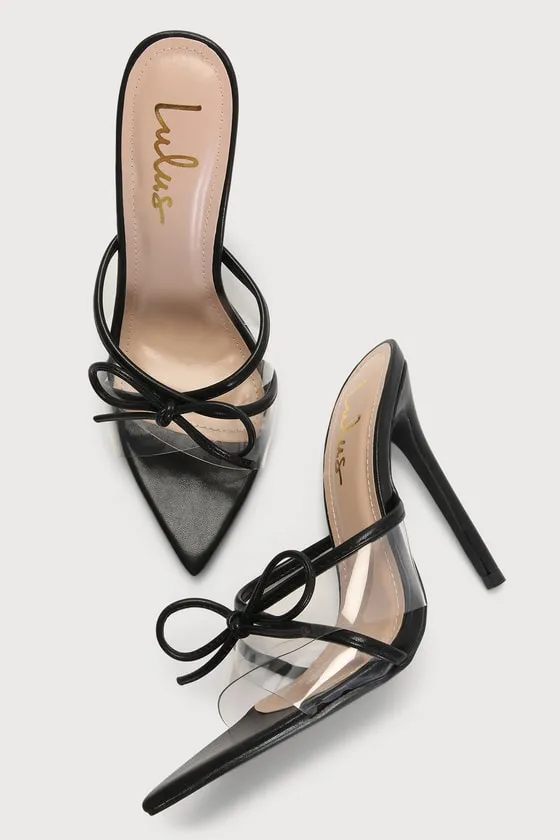 Haxy Black Vinyl Pointed-Toe High Heel Sandals sold by Lulus product image thumbnail 4