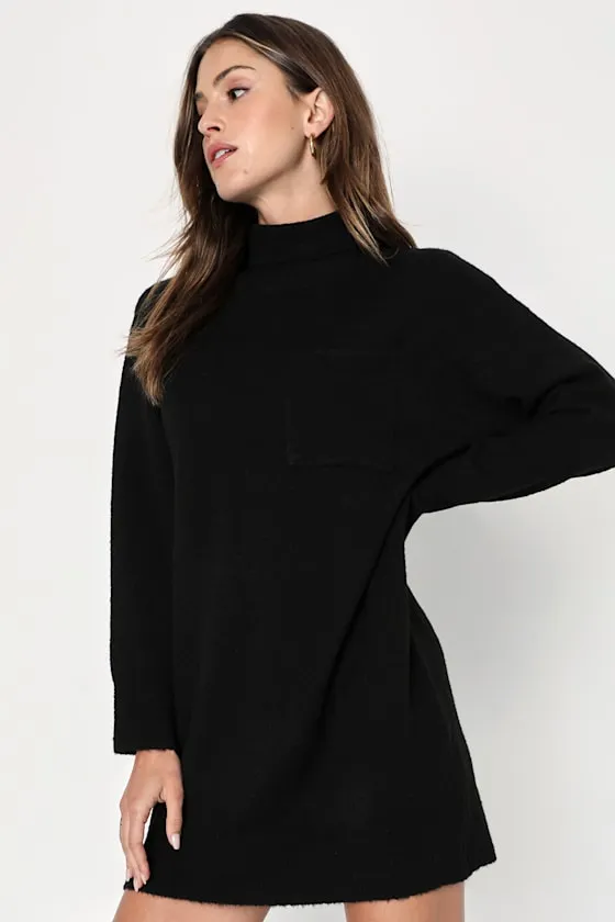 Positively Charming Black Turtleneck Mini Sweater Dress sold by Lulus product image thumbnail 2