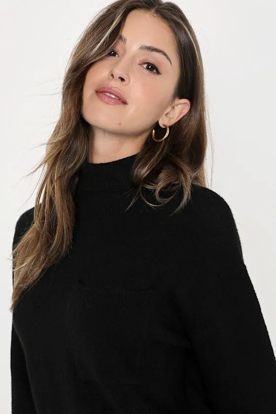 Positively Charming Black Turtleneck Mini Sweater Dress sold by Lulus product image thumbnail 4