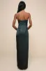 Memorable Entrance Emerald Green Strapless Satin Maxi Dress sold by Lulus