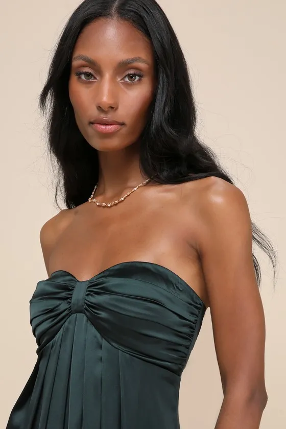 Memorable Entrance Emerald Green Strapless Satin Maxi Dress sold by Lulus product image thumbnail 4