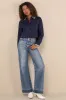 Aesthetic Charm Navy Blue Embroidered Collar Long Sleeve Top sold by Lulus