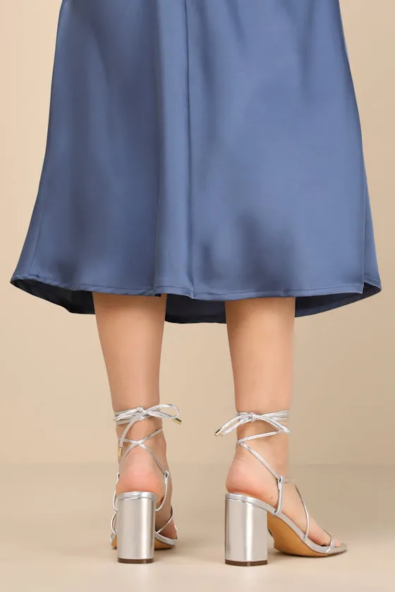 Aribaa Silver Lace-Up High Heel Sandals sold by Lulus product image thumbnail 2