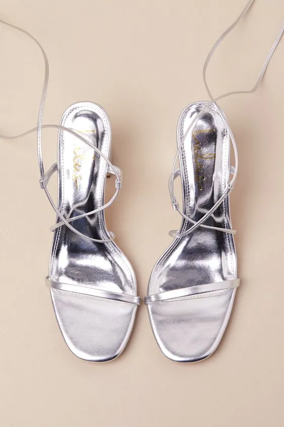 Aribaa Silver Lace-Up High Heel Sandals sold by Lulus product image thumbnail 4