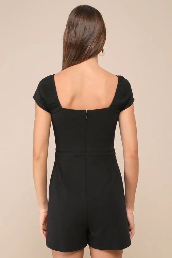 Remarkably Perfect Black Short Sleeve Skort Romper sold by Lulus product image thumbnail 3