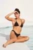 Going Swimmingly Black Ribbed High-Cut Bikini Bottoms sold by Lulus
