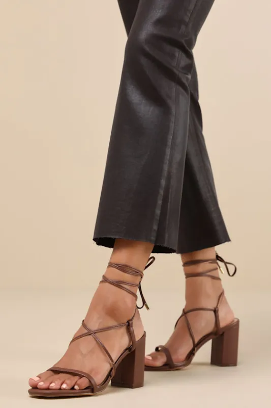Aribaa Brown Lace-Up High Heel Sandals sold by Lulus