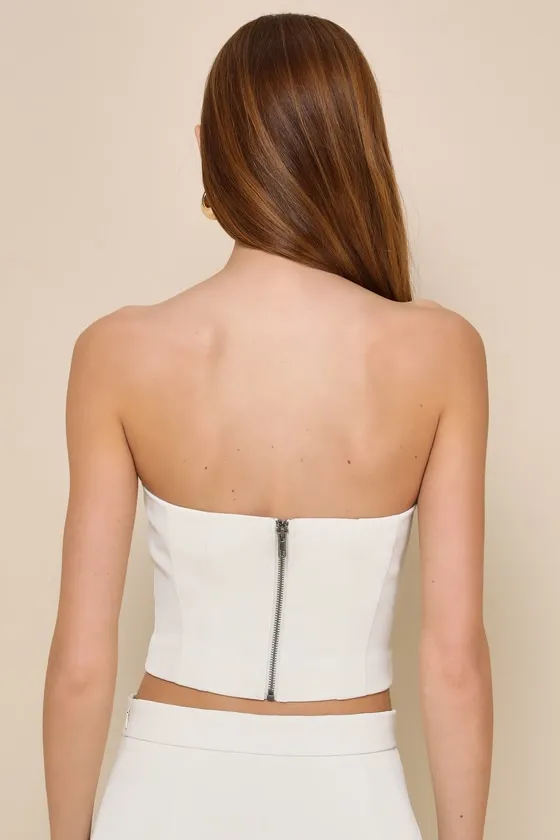 Chic Invite Cream Strapless Bustier Crop Top sold by Lulus product image thumbnail 2