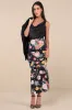 Glorious Energy Black Floral Print Satin High-Rise Maxi Skirt sold by Lulus