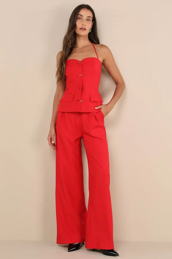 Anastasia Red Button-Front Halter Top sold by Lulus product image thumbnail 3