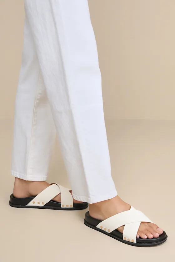 Sevyn Bone Studded Slide Sandals sold by Lulus product image thumbnail 2