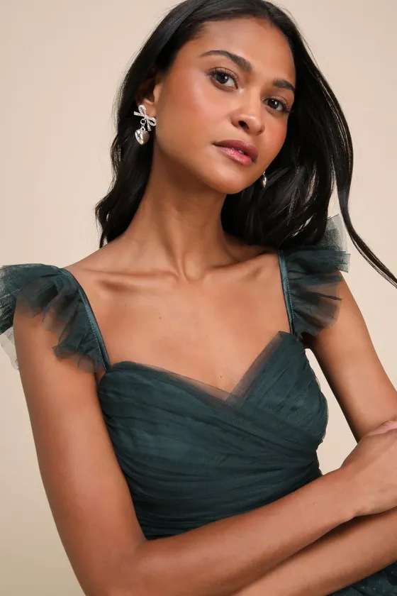 Pure Radiance Emerald Green Mesh Swiss Dot Tiered Maxi Dress sold by Lulus product image thumbnail 4