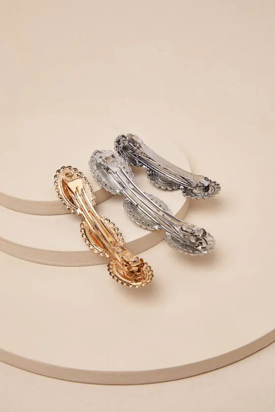Bohemian Charm Gold and Silver Conch Hair Clip Set sold by Lulus product image thumbnail 2