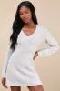 Snuggly Chic Grey Cable Knit Long Sleeve Sweater Mini Dress sold by Lulus