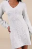 Snuggly Chic Grey Cable Knit Long Sleeve Sweater Mini Dress sold by Lulus