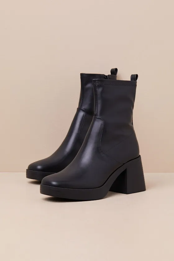 Harrington Black Platform Ankle Boots sold by Lulus product image thumbnail 2