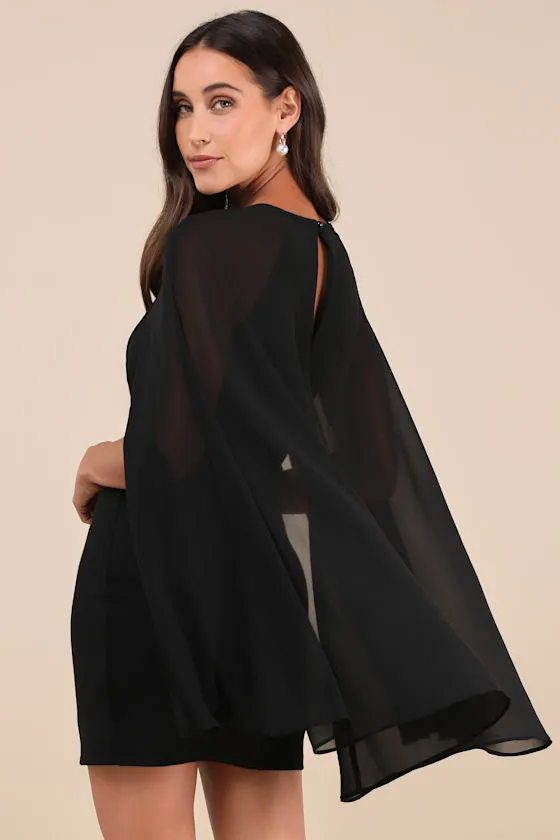 Captivating Drama Black Cape Sleeve Mini Dress sold by Lulus product image thumbnail 2