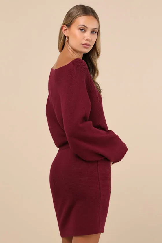 Modern Comfort Plum Purple Dolman Sleeve Mini Sweater Dress sold by Lulus product image thumbnail 2
