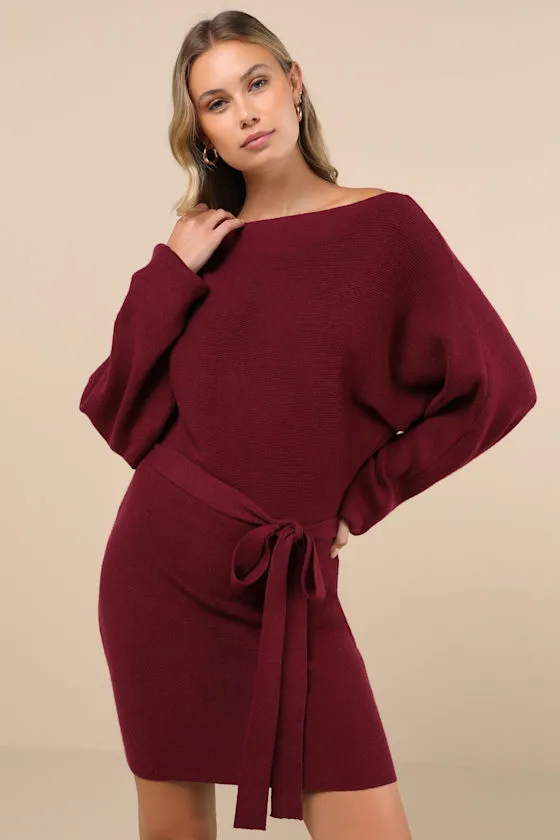 Modern Comfort Plum Purple Dolman Sleeve Mini Sweater Dress sold by Lulus product image thumbnail 3