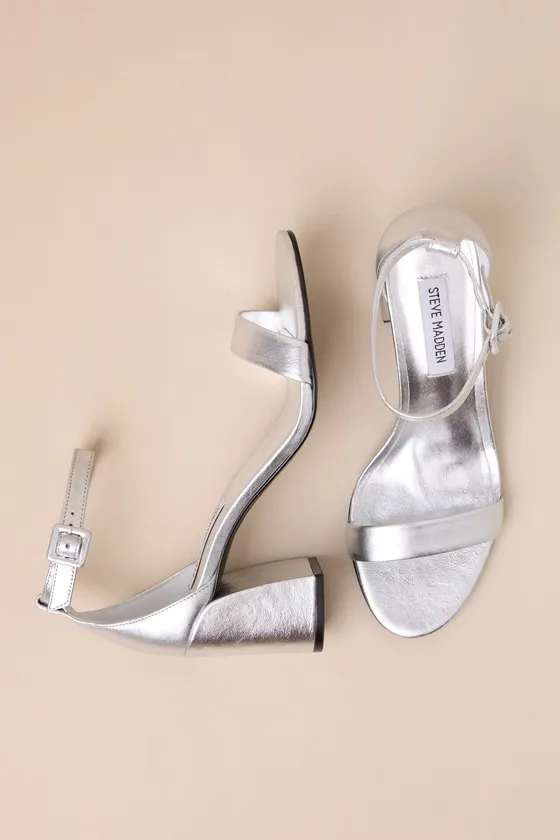 Matty Silver Leather Ankle Strap High Heel Sandals sold by Lulus product image thumbnail 4