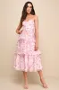 Pristine Cutie Light Pink Floral Organza Bustier Midi Dress sold by Lulus