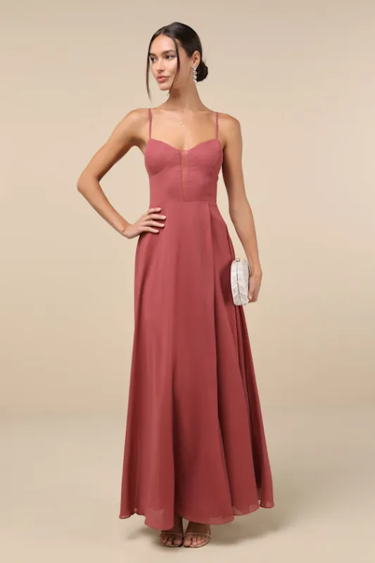 Stunning Grace Rusty Rose Cutout A-Line Maxi Dress sold by Lulus