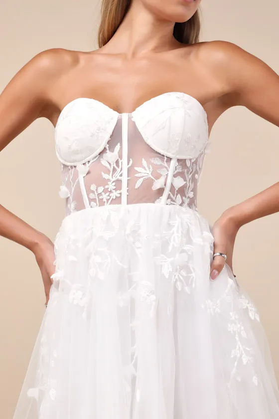 Marvelously Lovely White Tulle Embroidered Strapless Mini Dress sold by Lulus product image thumbnail 4