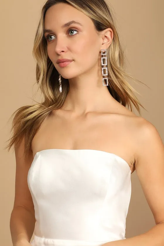 Soiree Hour White Satin Strapless Bow Mini Dress sold by Lulus product image thumbnail 4