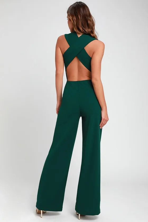 Thinking Out Loud Hunter Green Backless Jumpsuit sold by Lulus product image thumbnail 2