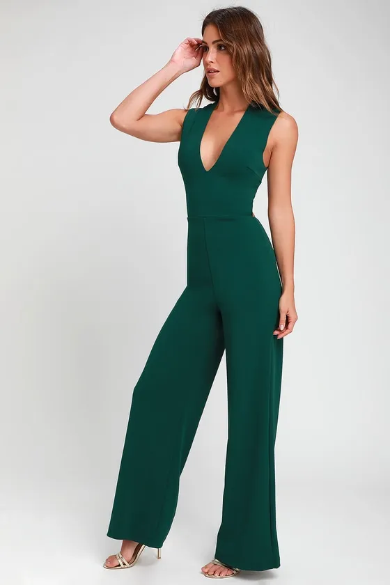 Thinking Out Loud Hunter Green Backless Jumpsuit sold by Lulus product image thumbnail 4