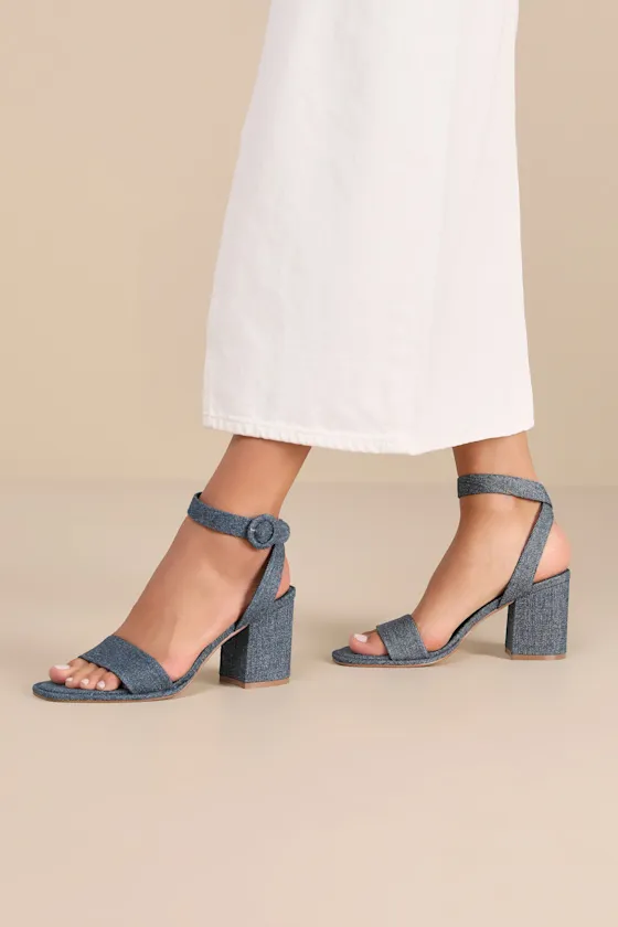 Imery Blue Jean Denim Ankle Strap High Heel Sandals sold by Lulus product image thumbnail 2