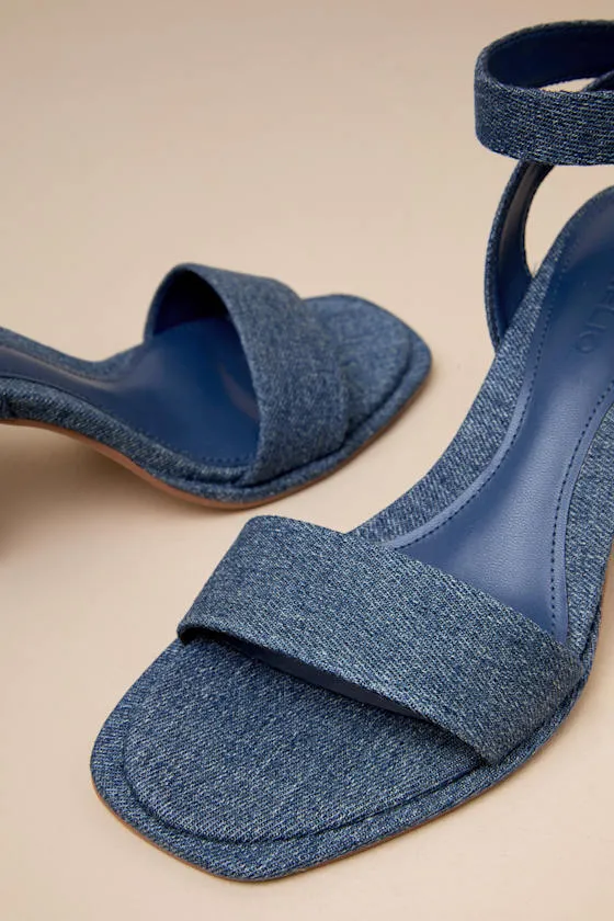Imery Blue Jean Denim Ankle Strap High Heel Sandals sold by Lulus product image thumbnail 4