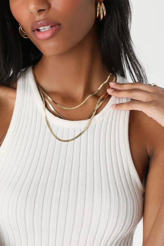 Total Decadence 14KT Gold Layered Herringbone Necklace sold by Lulus