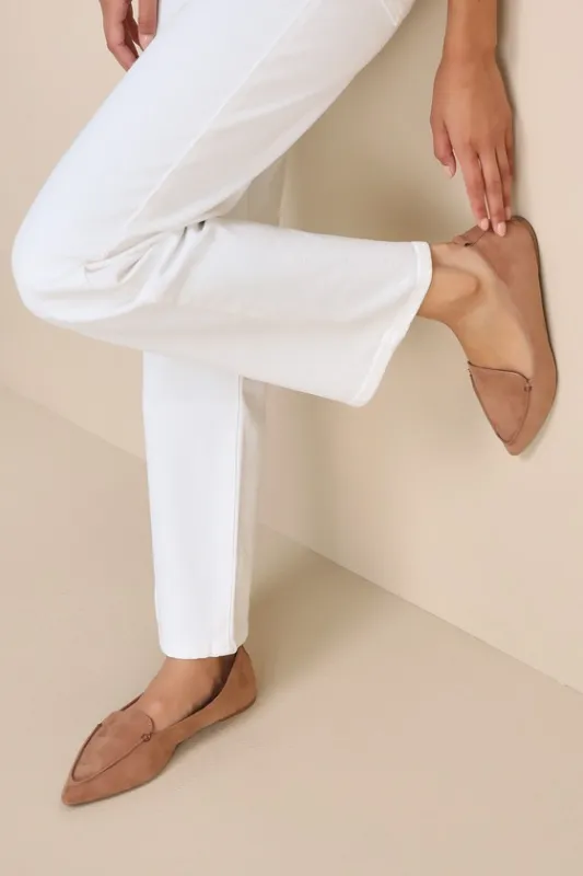 Emmy Camel Suede Pointed Loafers sold by Lulus