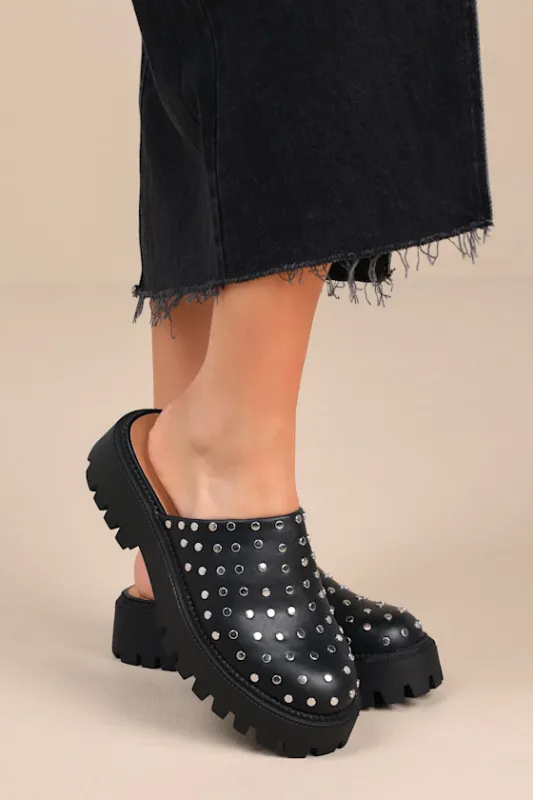 Lexy Black Studded Platform Clogs sold by Lulus