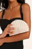 Pleat Perfection Champagne Satin Pleated Hard Clutch sold by Lulus