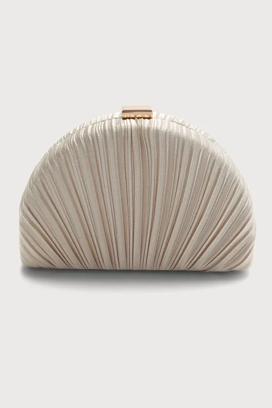 Pleat Perfection Champagne Satin Pleated Hard Clutch sold by Lulus product image thumbnail 3