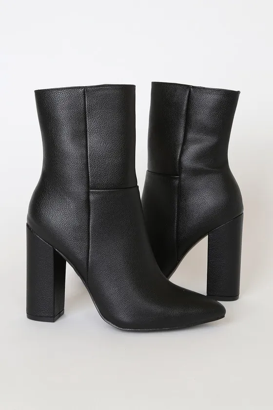 Dawson Black Pebble Pointed-Toe Mid Calf Boots sold by Lulus product image thumbnail 2