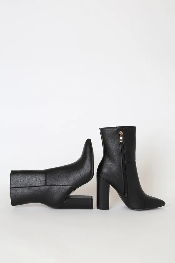 Dawson Black Pebble Pointed-Toe Mid Calf Boots sold by Lulus product image thumbnail 3