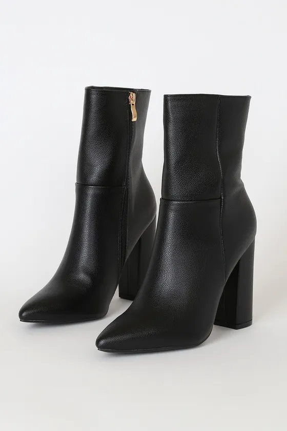 Dawson Black Pebble Pointed-Toe Mid Calf Boots sold by Lulus product image thumbnail 4