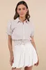 Cutely Defined White Bubble-Hem Mini Skort sold by Lulus