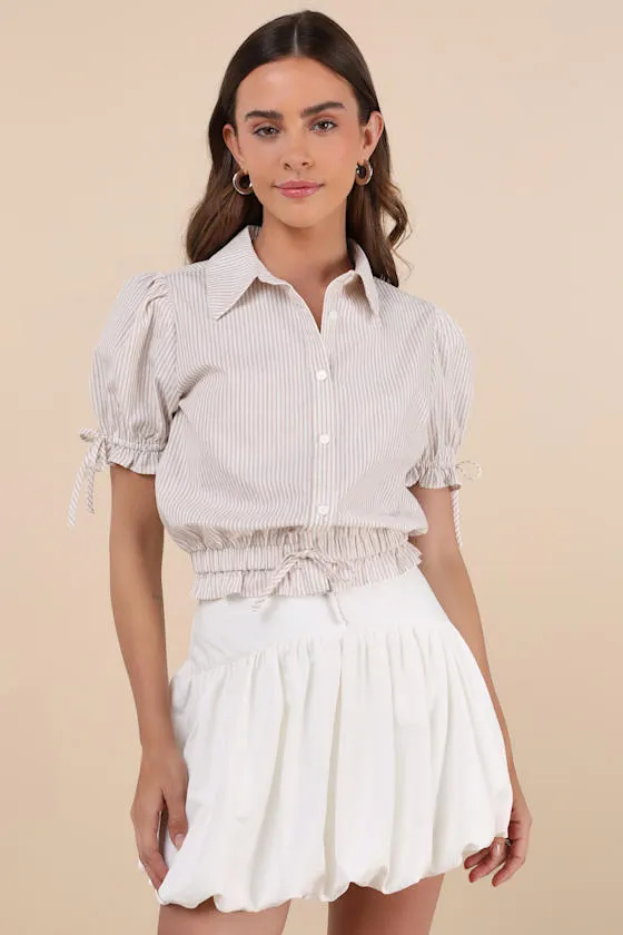 Cutely Defined White Bubble-Hem Mini Skort sold by Lulus
