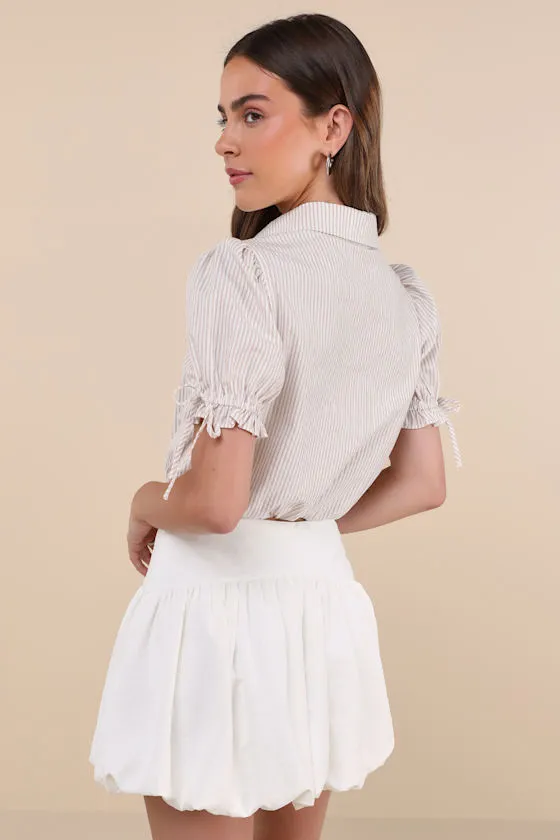 Cutely Defined White Bubble-Hem Mini Skort sold by Lulus product image thumbnail 2